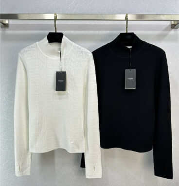 fendi open-knit long-sleeved top