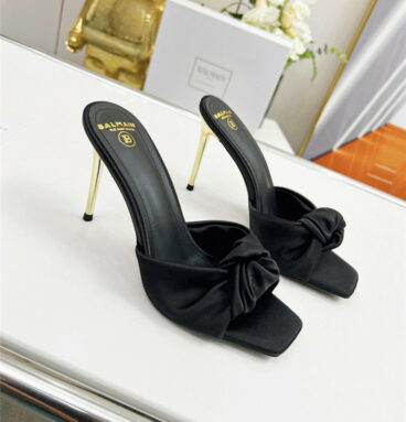 Balmain new catwalk original silk high-heeled slippers