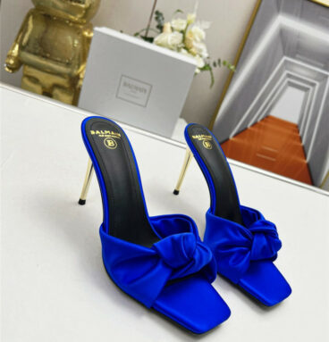 Balmain new catwalk original silk high-heeled slippers