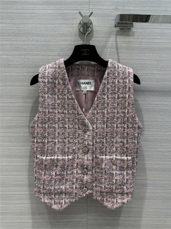 Chanel high-grade colored yarn woven soft tweed vest