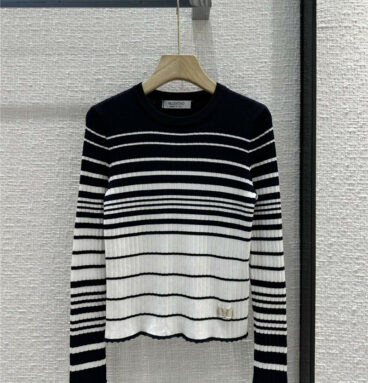 valentino color contrast striped knitted long-sleeved top