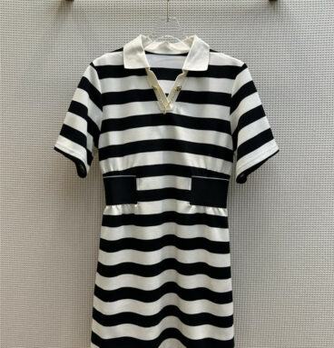 alexander wang color contrast lapel striped dress