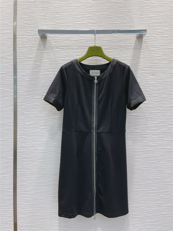 gucci simple U-neck double zipper dress