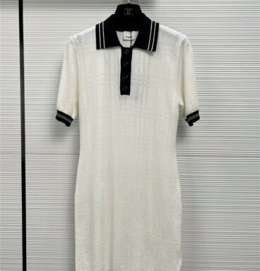 Burberry Contrast Striped Polo Knit Dress