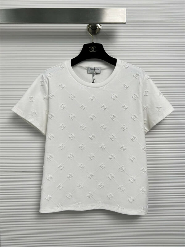 Chanel beaded embroidery round neck cotton T-shirt