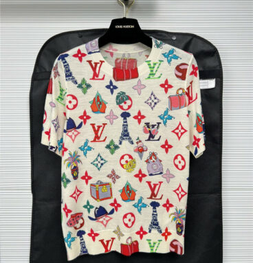 louis vuitton LV color printed logo knitted short sleeves