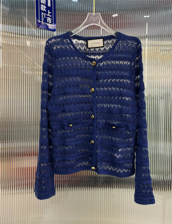 gucci new hollow knitted long-sleeved cardigan