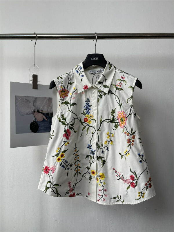 dior heavy industry embroidered floral shirt