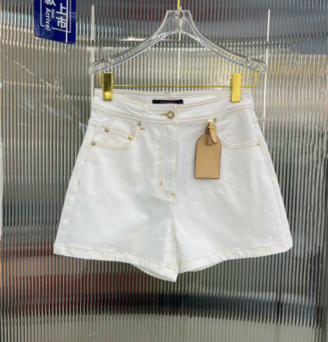 louis vuitton LV new clean white washed denim shorts