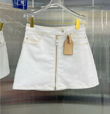 louis vuitton LV new clean white washed denim short skirt