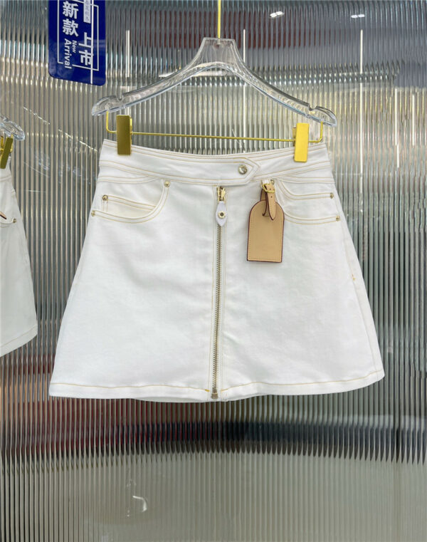 louis vuitton LV new clean white washed denim short skirt