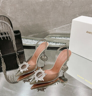 AMINA MUADDI rhinestone buckle heeled slides