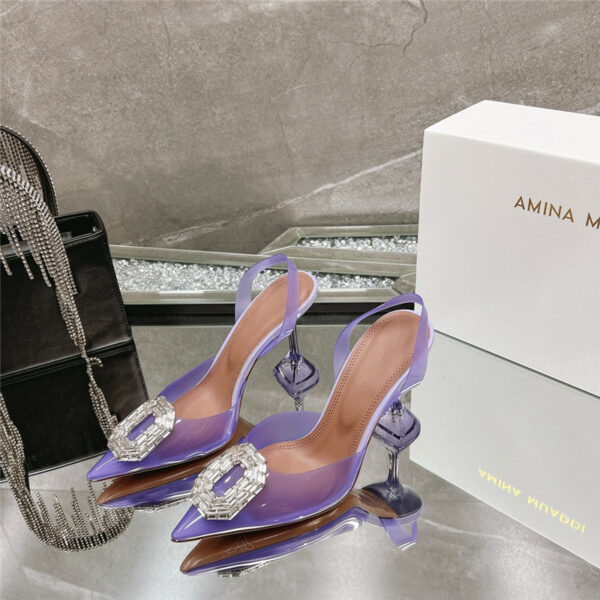 AMINA MUADDI rhinestone buckle heeled sandals