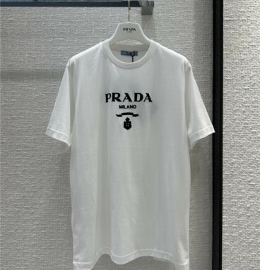 prada signature lettering logo patch embroidered T-shirt