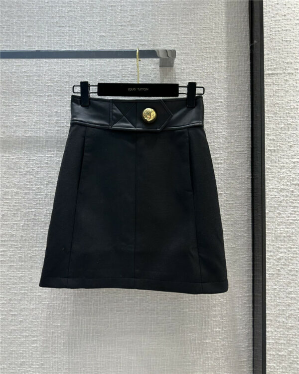 louis vuitton LV oversized metal buttons decorated black skirt