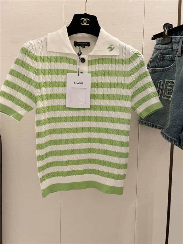 Chanel new polo striped short sleeve