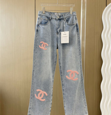 chanel flocked jeans