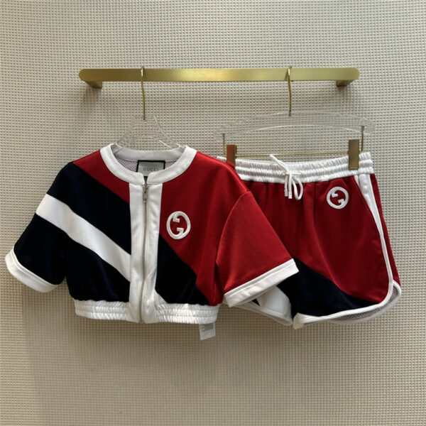gucci American style color contrast sports style short suit