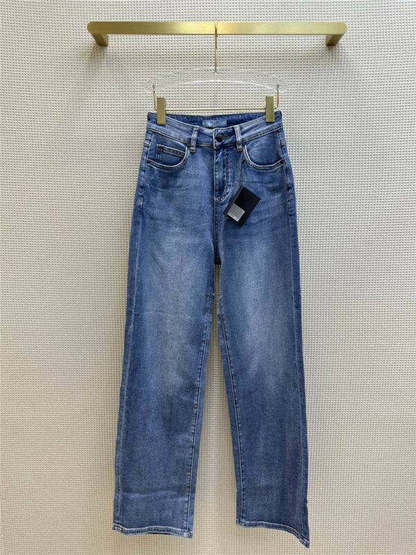 prada crisp vintage light blue wash straight leg jeans