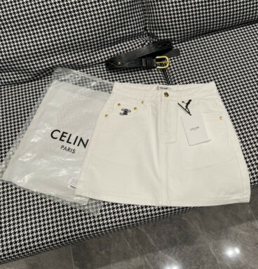 celine new white denim skirt