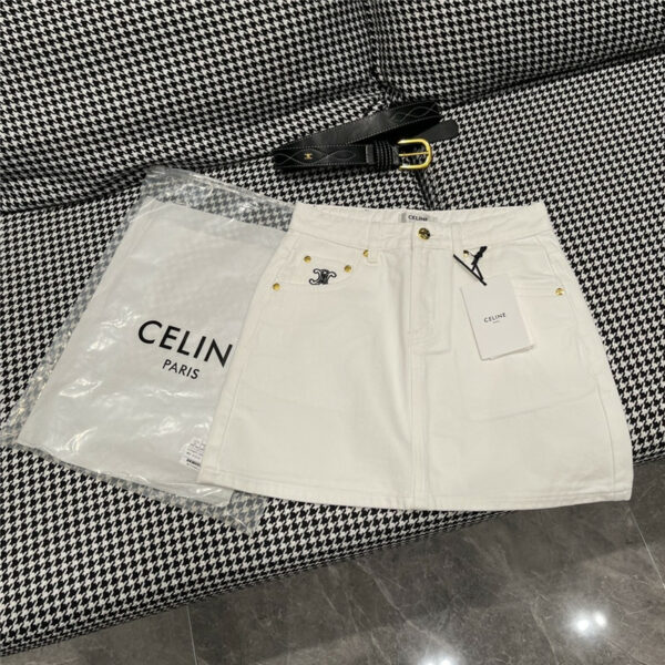celine new white denim skirt