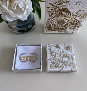 Dior silver ring gold CD earrings