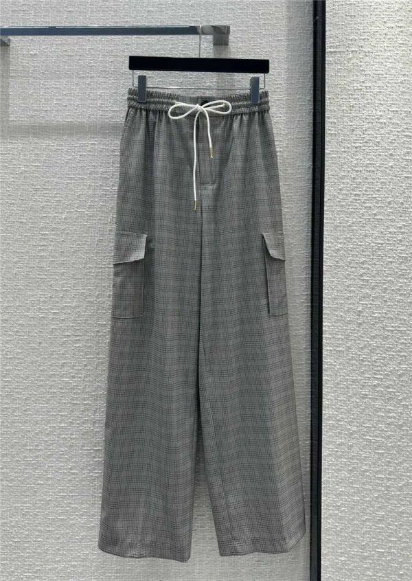 celine check cargo casual trousers