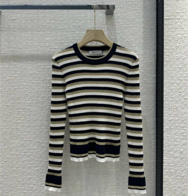 valentino contrast lamé striped knitted top