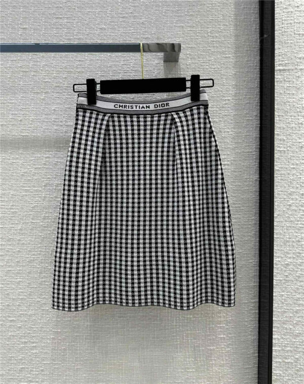 dior houndstooth knitted skirt