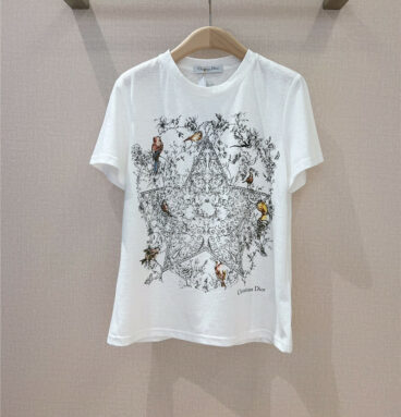 Dior new star flower pattern T-shirt