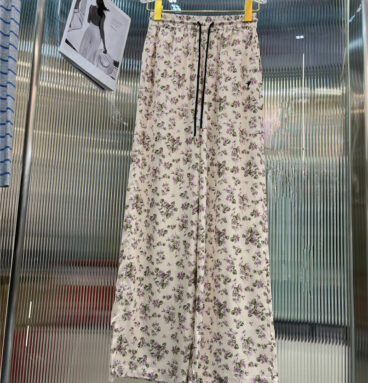 Dior full body flower print decorative wide leg trousers