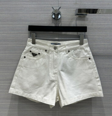 prada white series denim shorts