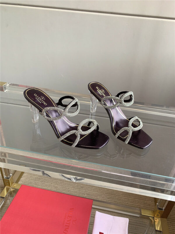 valentino new crystal heel high-heeled slippers