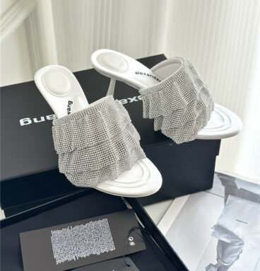 alexander wang new rhinestone high-heeled slippers