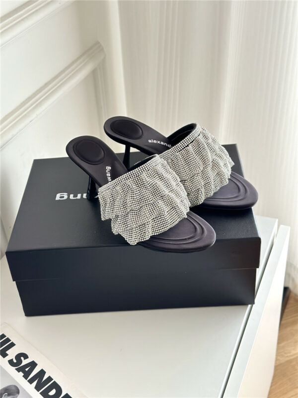 alexander wang new rhinestone high-heeled slippers