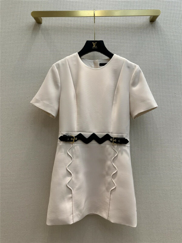 louis vuitton LV wave pattern decoration short-sleeved dress