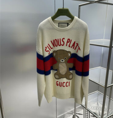 gucci cotton print embroidered knitted sweater