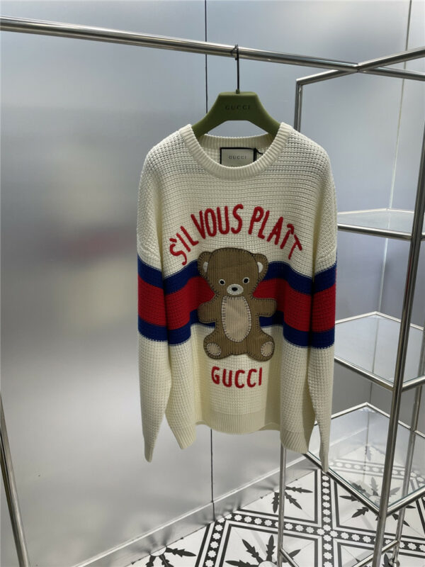 gucci cotton print embroidered knitted sweater