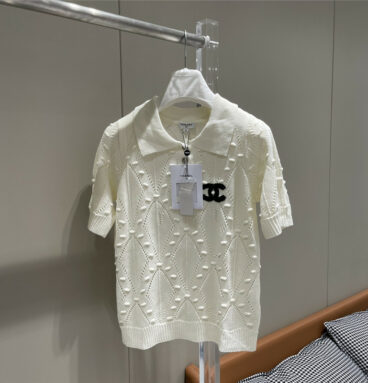 Chanel new lapel short-sleeved knitted top