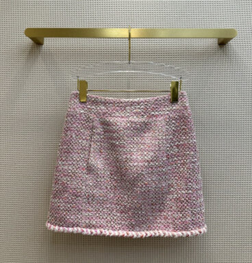 Chanel pink tweed package hip skirt