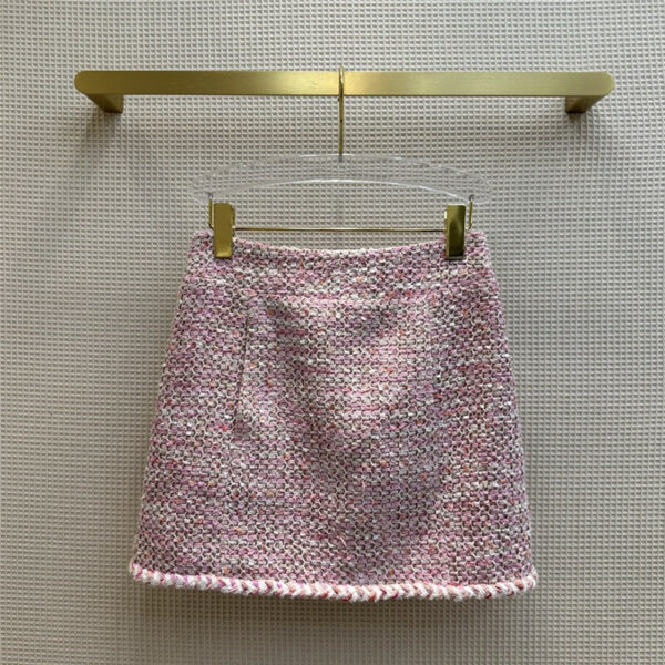 Chanel pink tweed package hip skirt