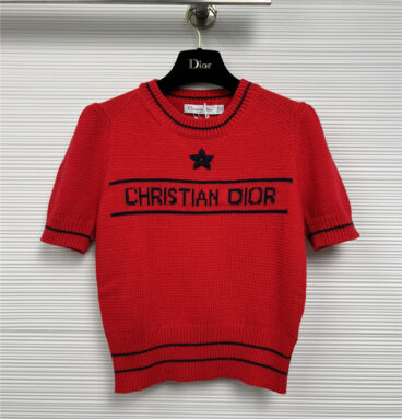 dior hand embroidered lucky star short sleeve sweater