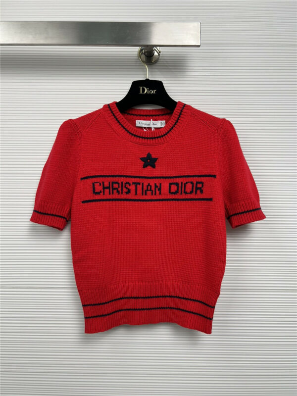 dior hand embroidered lucky star short sleeve sweater