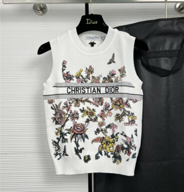 dior positioning embroidery knitted vest top