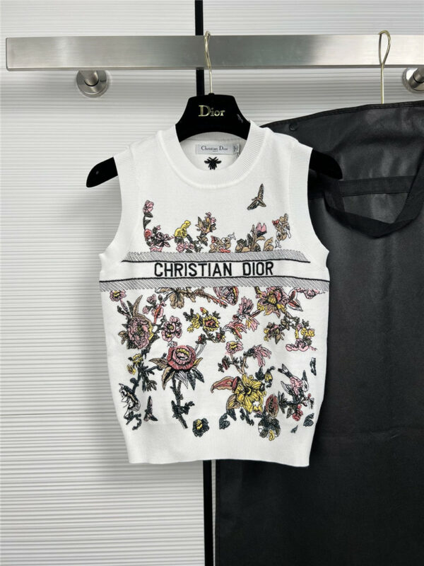 dior positioning embroidery knitted vest top