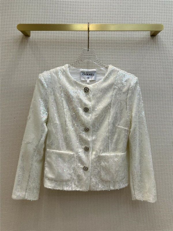 Chanel stunning white sequin coat