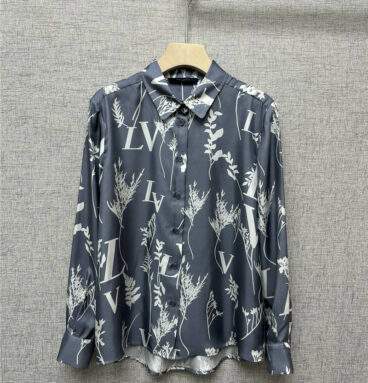 louis vuitton LV vintage leaf pattern printed silk shirt