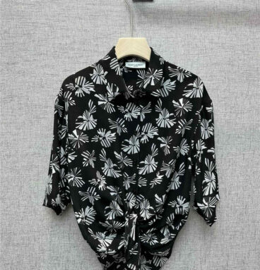 YSL iron umbrella printed silk shirt