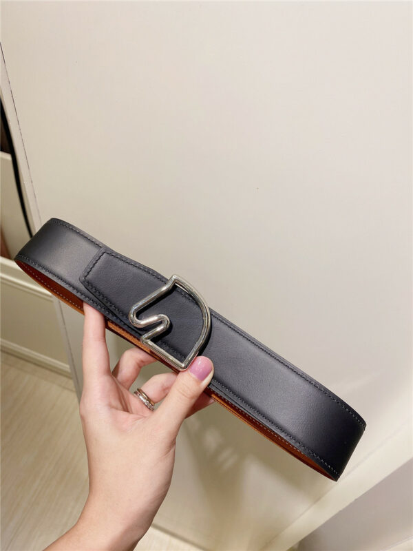 Hermès palladium-plated metal buckle belt