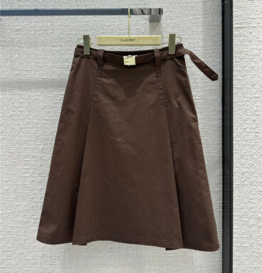 miumiu chocolate brown midi skirt